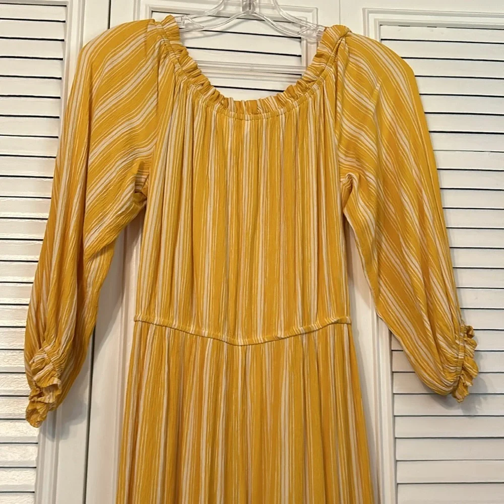 LC Lauren Conrad Striped Dress Yellow 3/4 sleeves women’s size S